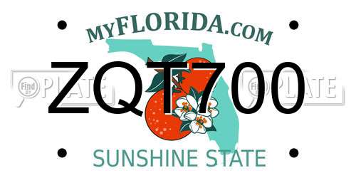 ZQT700 Florida License Plate