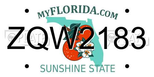 ZQW2183 Florida License Plate