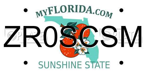 ZR0SCSM Florida License Plate