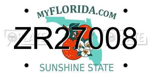 ZR27008 Florida License Plate