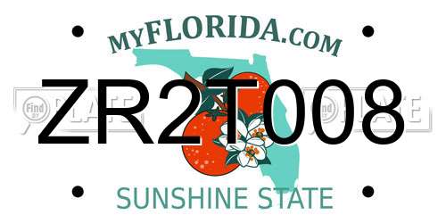 ZR2T008 Florida License Plate