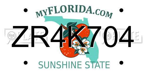 ZR4K704 Florida License Plate