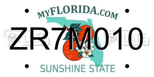 ZR7M010 Florida License Plate