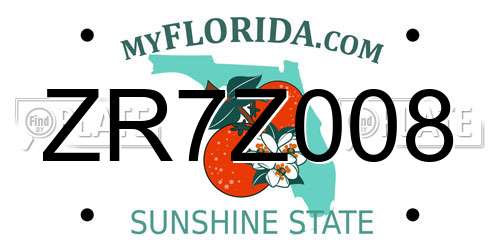 ZR7Z008 Florida License Plate