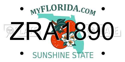ZRA1890 Florida License Plate
