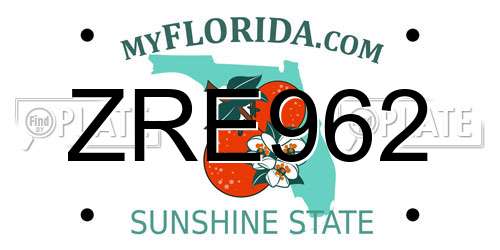 ZRE962 Florida License Plate