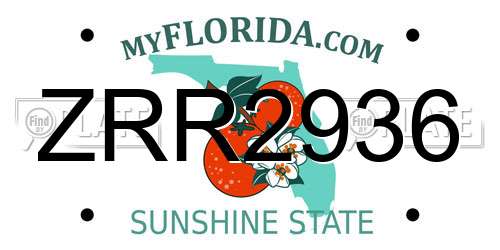 ZRR2936 Florida License Plate