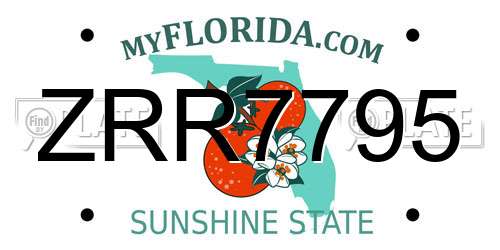 ZRR7795 Florida License Plate