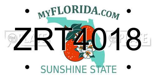 ZRT4018 Florida License Plate