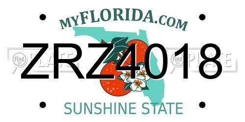 ZRZ4018 Florida License Plate