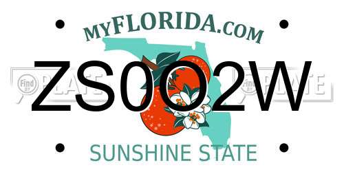ZS0O2W Florida License Plate