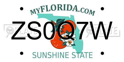 ZS0Q7W Florida License Plate