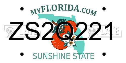 ZS2Q221 Florida License Plate