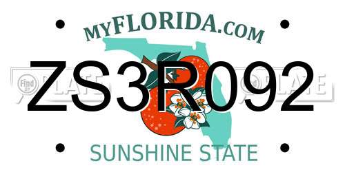 ZS3R092 Florida License Plate