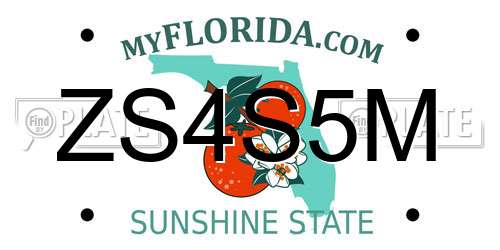 ZS4S5M Florida License Plate