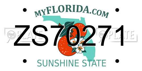 ZS70271 Florida License Plate