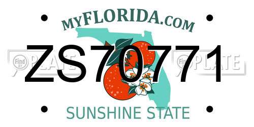 ZS70771 Florida License Plate