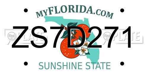 ZS7D271 Florida License Plate