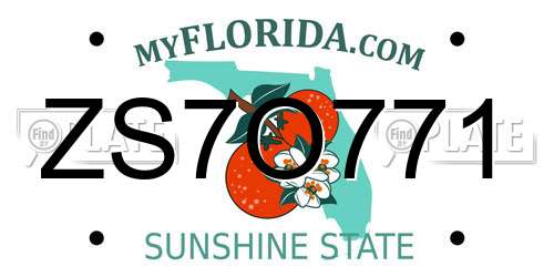 ZS7O771 Florida License Plate