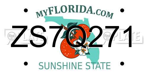 ZS7Q271 Florida License Plate