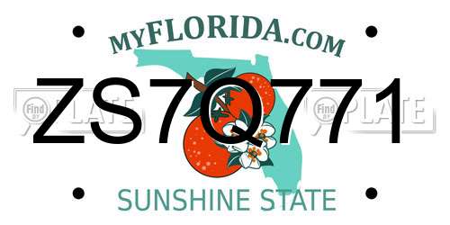 ZS7Q771 Florida License Plate