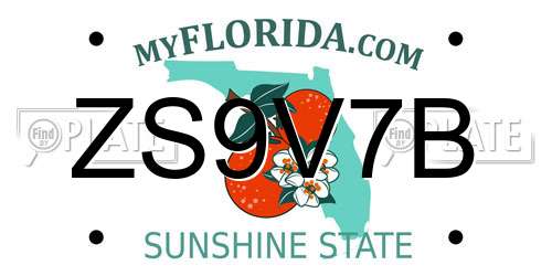 ZS9V7B Florida License Plate