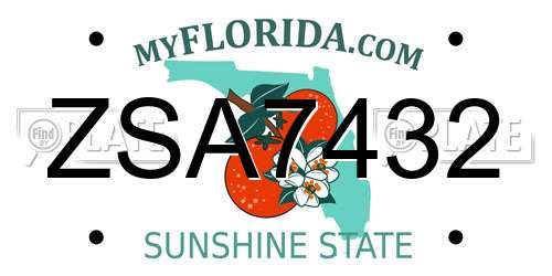ZSA7432 Florida License Plate