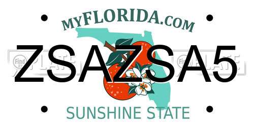 ZSAZSA5 Florida License Plate