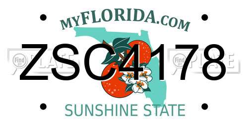 ZSC4178 Florida License Plate