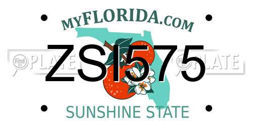ZSI575 Florida License Plate