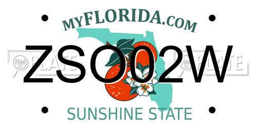 ZSO02W Florida License Plate