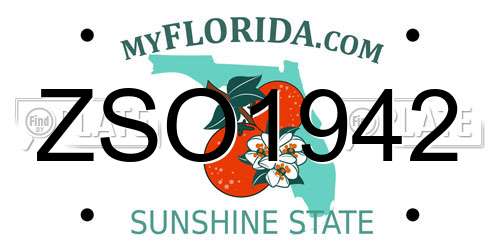 ZSO1942 Florida License Plate