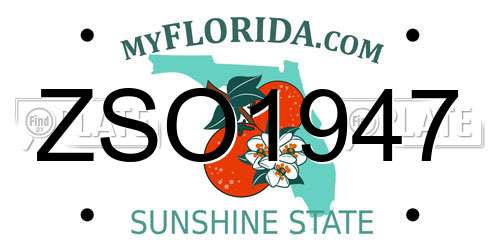 ZSO1947 Florida License Plate