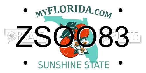 ZSOO83 Florida License Plate