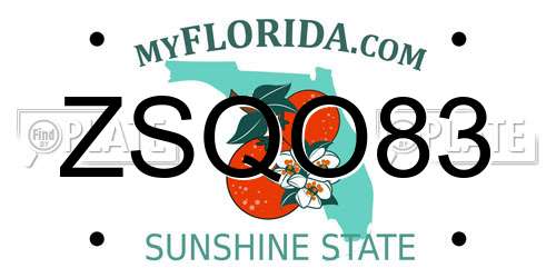 ZSQO83 Florida License Plate
