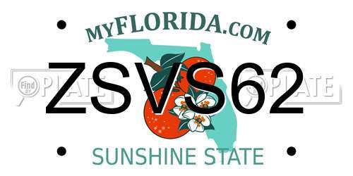ZSVS62 Florida License Plate