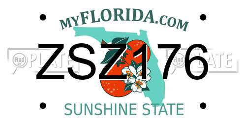 ZSZ176 Florida License Plate