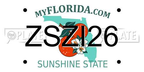 ZSZI26 Florida License Plate