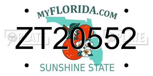 ZT20552 Florida License Plate