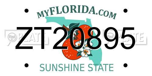 ZT20895 Florida License Plate