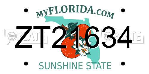 ZT21634 Florida License Plate