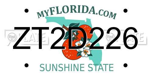 ZT2D226 Florida License Plate