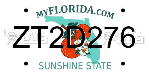 ZT2D276 Florida License Plate