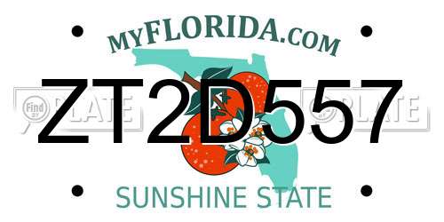 ZT2D557 Florida License Plate