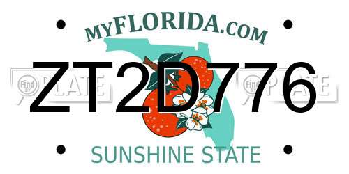 ZT2D776 Florida License Plate