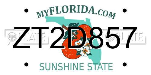 ZT2D857 Florida License Plate