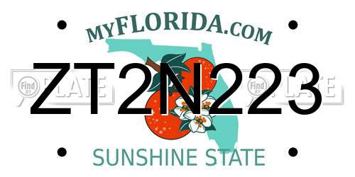 ZT2N223 Florida License Plate