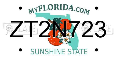 ZT2N723 Florida License Plate