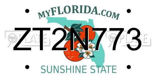 ZT2N773 Florida License Plate