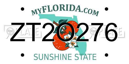ZT2O276 Florida License Plate